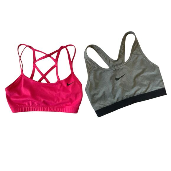 Nike Sports Bras Set of 2 Pink Gray Women’s Size S Small Preowned - Picture 1 of 8